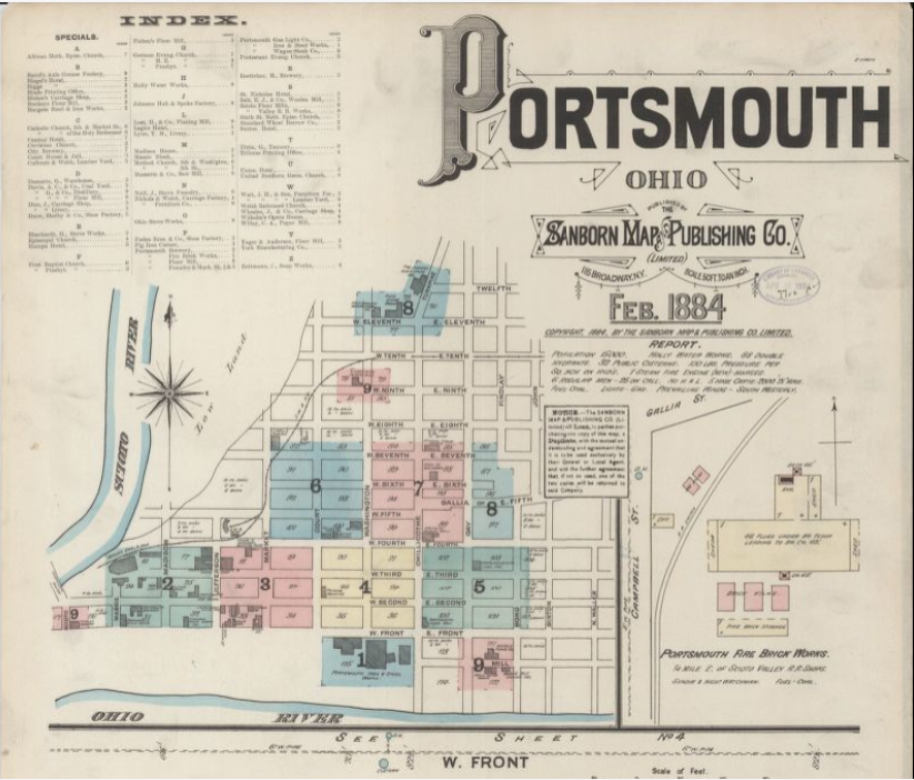 An 1884 map of Portsmouth displayed on the US Library of Congress website