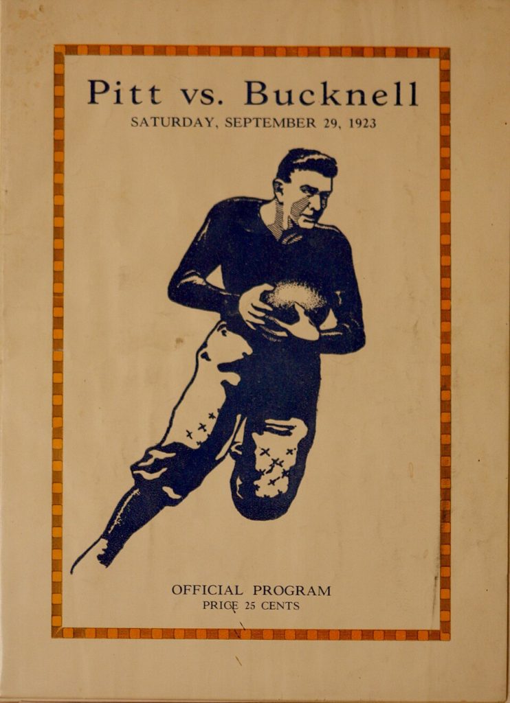 Vintage manilla colored image of 1923 Bucknell versus Pitt Game Day Football Program Cover Photo