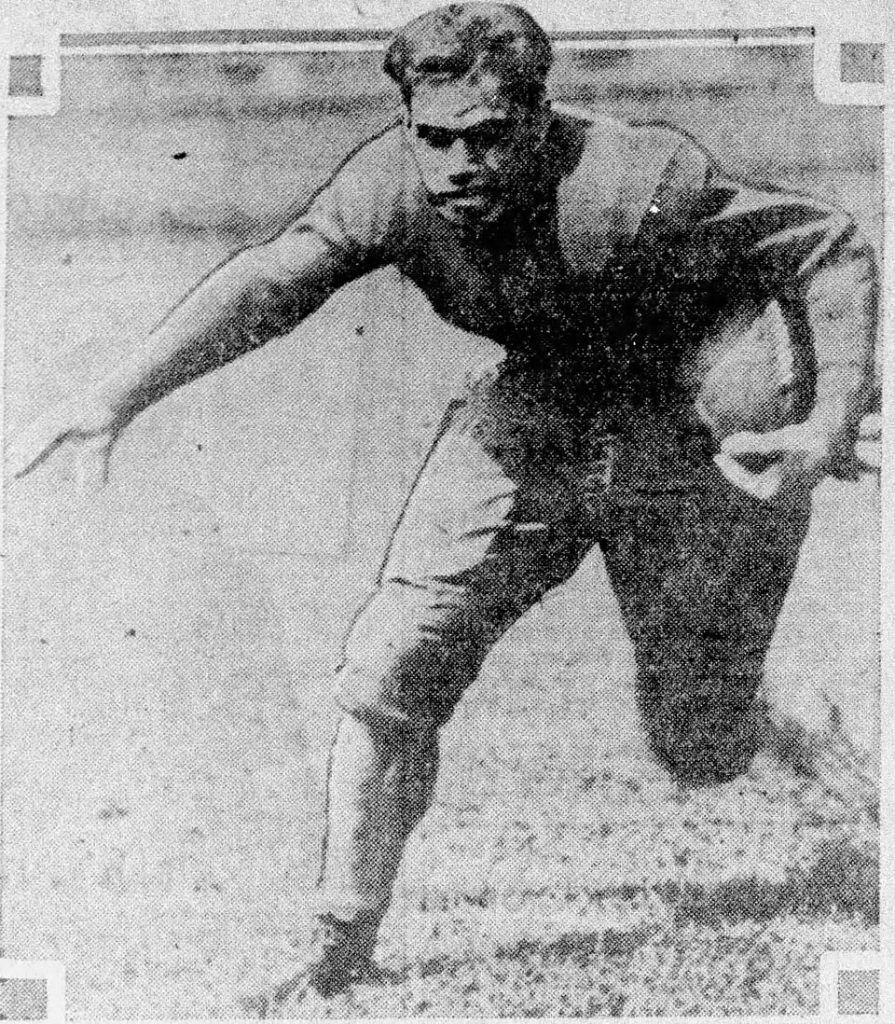 vintage black and white newspaper action image of Caption text says "Gene McEver, flashy halfback of the University of Tennessee eleven, is fast and shifty this year as he was in 1928 when he formed one-half of the Volunteer "Terrible Sophomore" pair. Buddy Hackman, the other sophomore back, also has returned. McEver is shown above in typical stride during workout in the Volunteer field."

The Associated Press