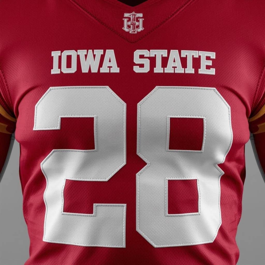 Gemini AI-created image of what the player may have worn, a 2000s version of Iowa State jersey 28.