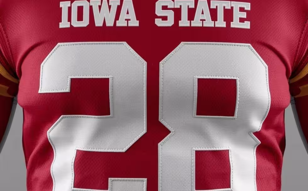Gemini AI-created image of what the player may have worn, a 2000s version of Iowa State jersey 28.