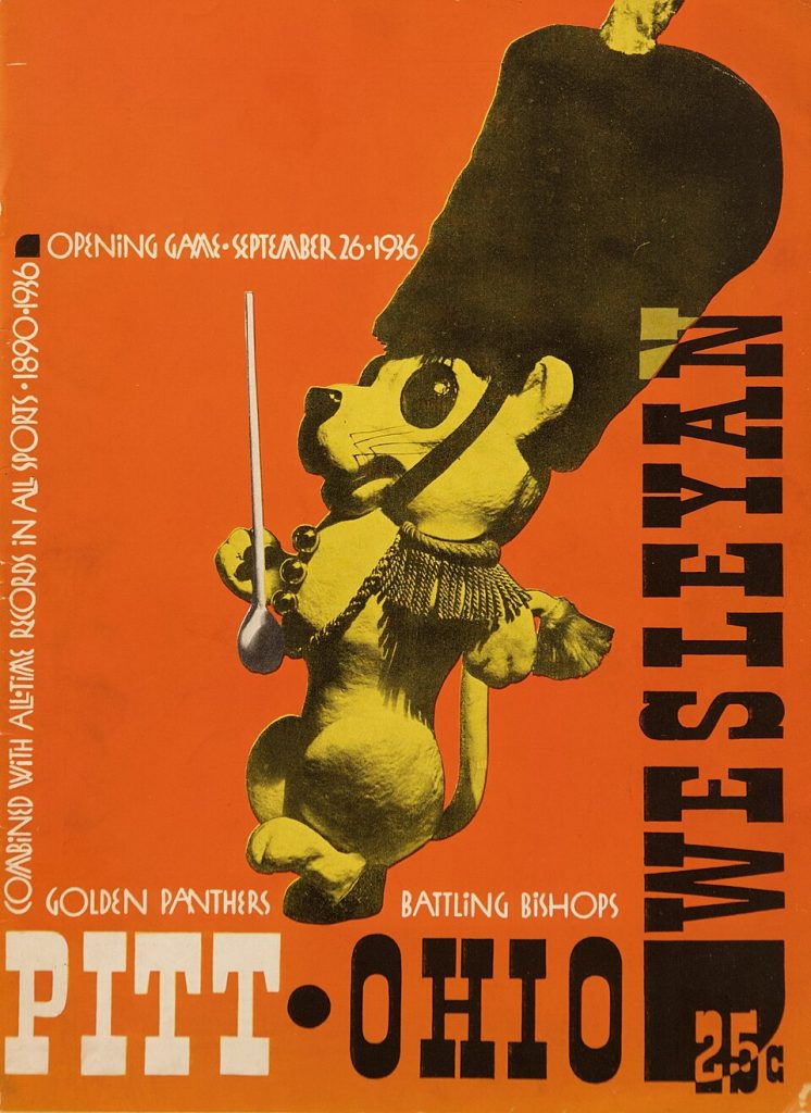 Color football game day program of Official football program for the September 26, 1936 Pitt versus Ohio Wesleyan game