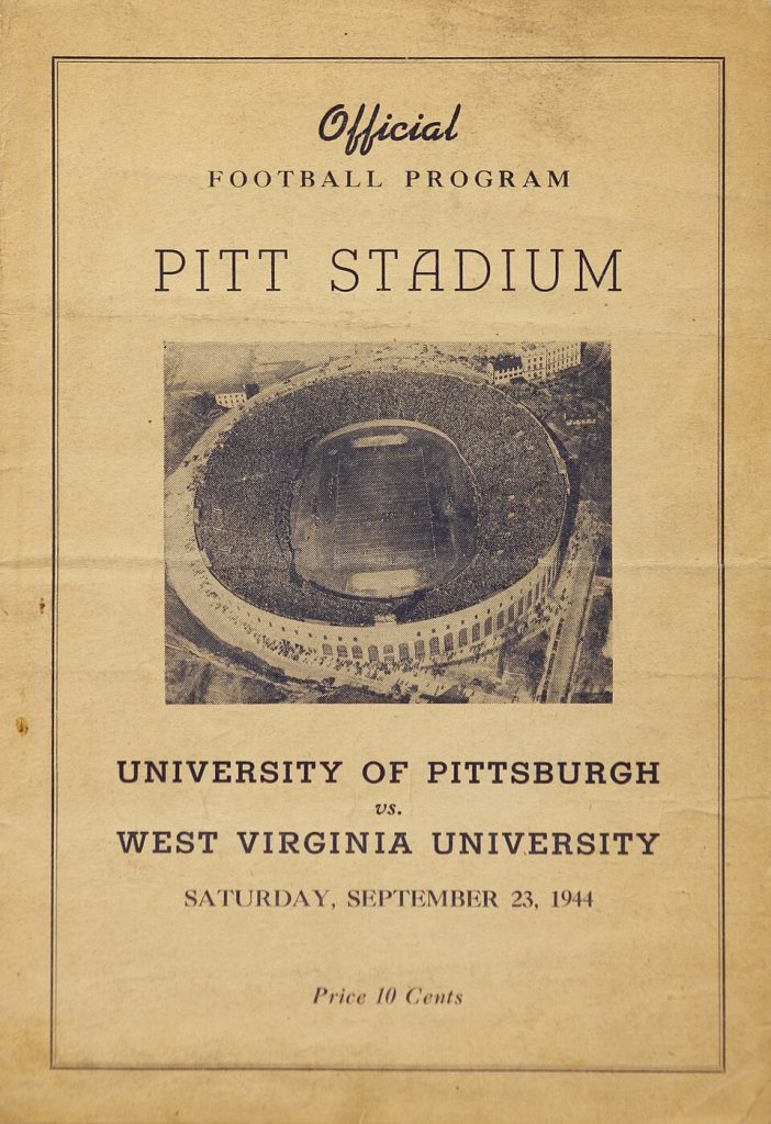 Vintage yellowed with age, Roster sheet for the September 23, 1944 University of Pittsburgh versus West Virginia University football game University of Pittsburgh athletic department