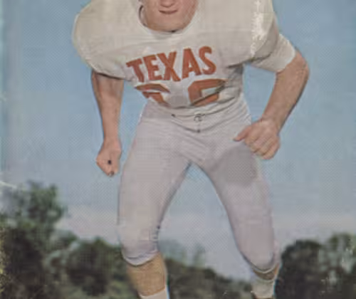 Color publicity photo of Texas Longhorn numb er 60, Tommy Nobis, a player for the Texas Longhorns football team, circa 1964.
