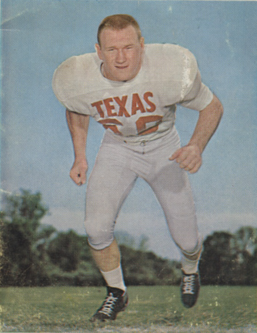 Color publicity photo of Texas Longhorn numb er 60, Tommy Nobis, a player for the Texas Longhorns football team, circa 1964.