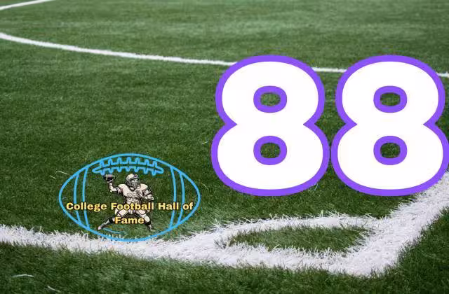 88 image on a grass field, with a Pigskin Dispatch College HOF logo.