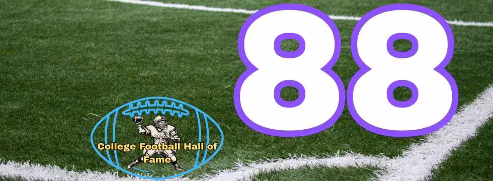 88 image on a grass field, with a Pigskin Dispatch College HOF logo.