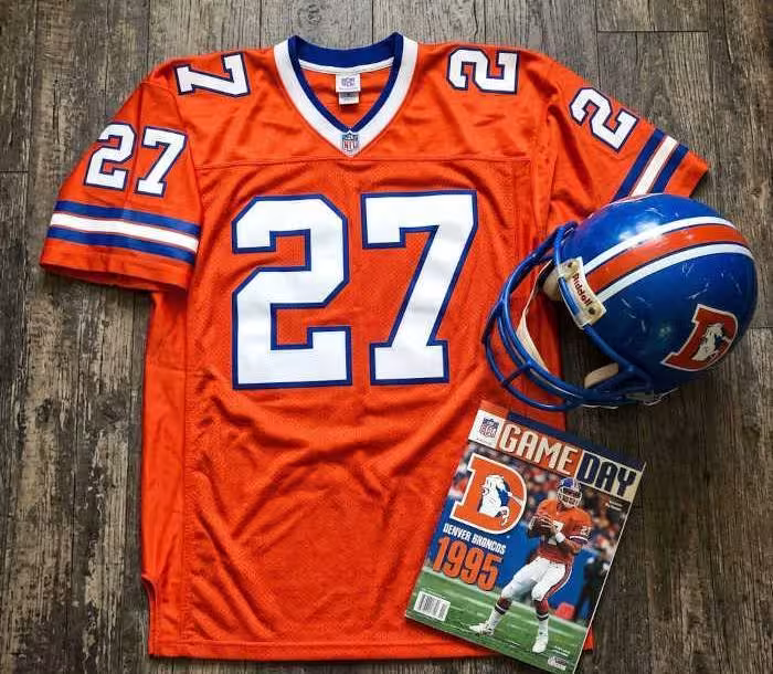 Gemini AI-created image of a 1995 Denver #27 jersey to honor Steve Atwater.