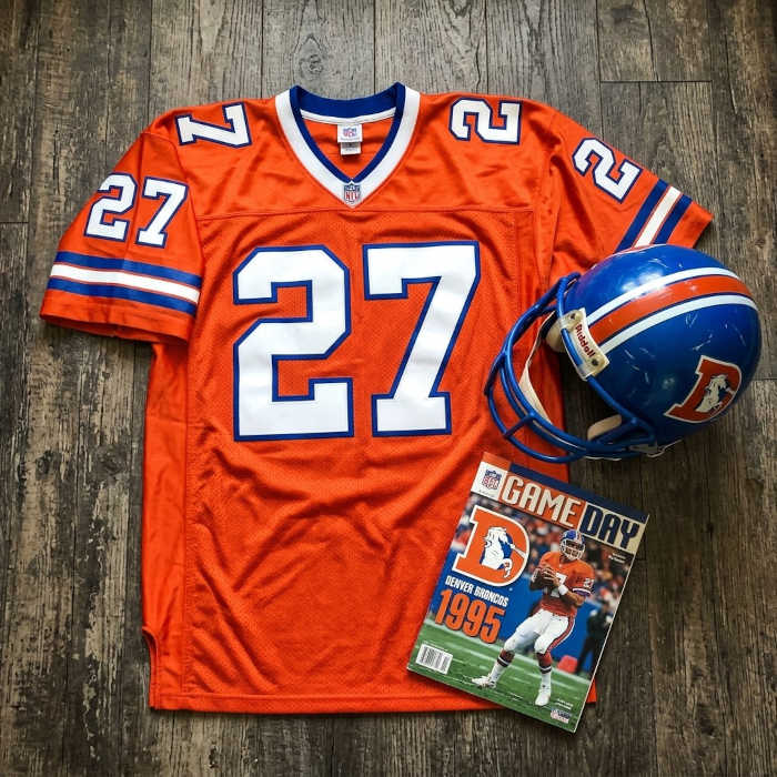 Gemini AI-created image of a 1995 Denver #27 jersey to honor Steve Atwater.