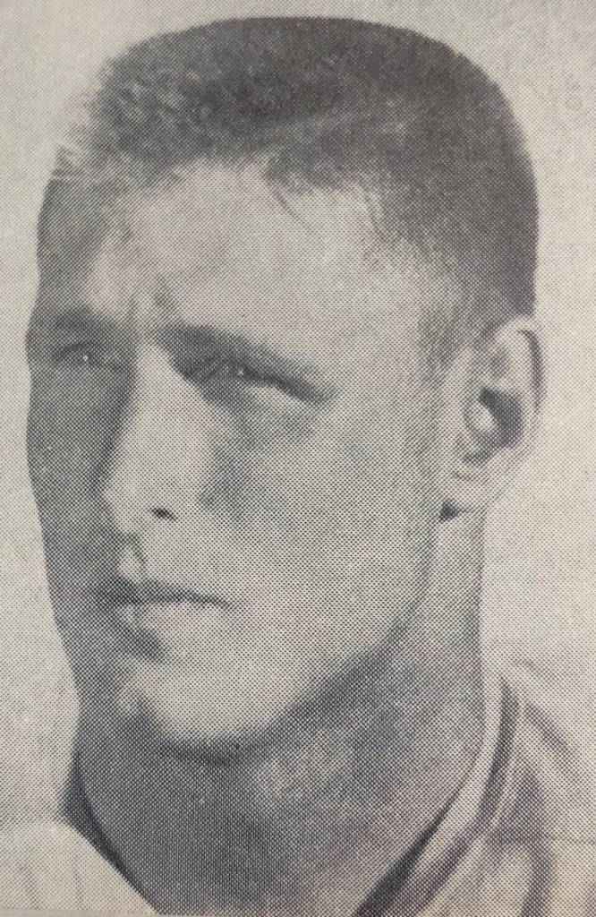 A black and white yearbook head only image of Billy Kilmer at UCLA in 1959.