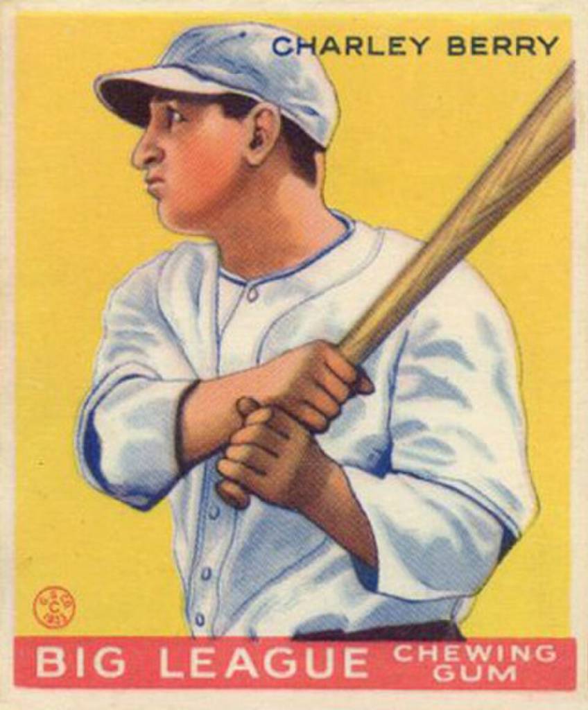 Full color 1933 Goudey baseball card of Charlie Berry of the Boston Red Sox #184.