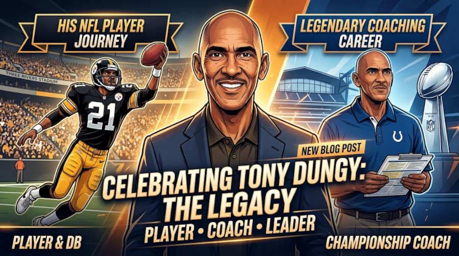 Gemini AI created image celebrating Tony Dungy as a player and coach.