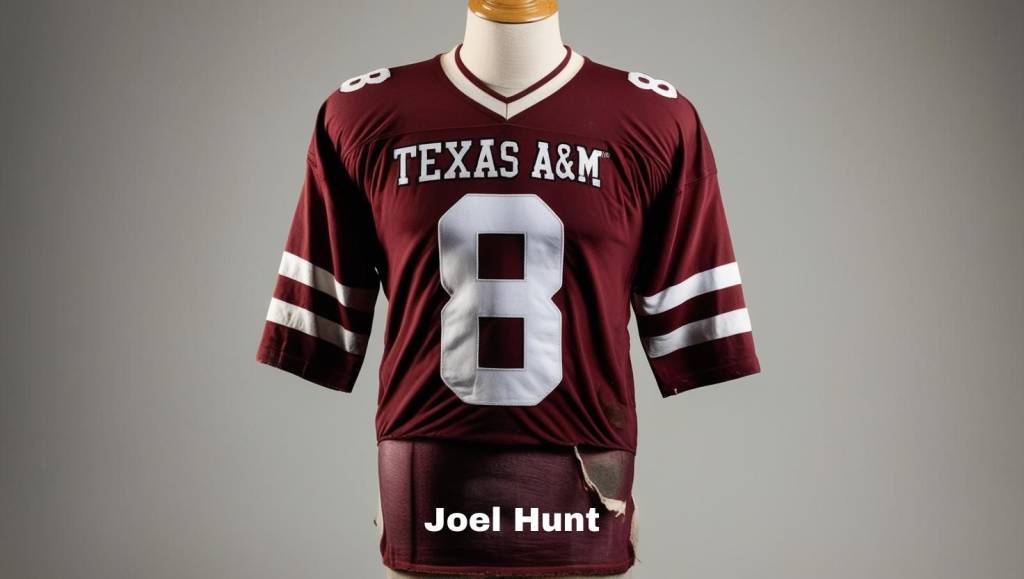 Gemini AI-created image of a crimson Texas A&M number 8 jersey.