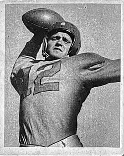 Black and wite grainy image of Horvath depicted on a Bowman card of 1948.