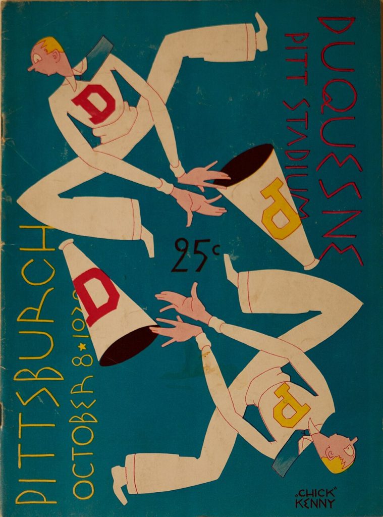 Vintage colored water color copy of October 8, 1932 Official Football Game Program for the Pitt versus Duquesne game