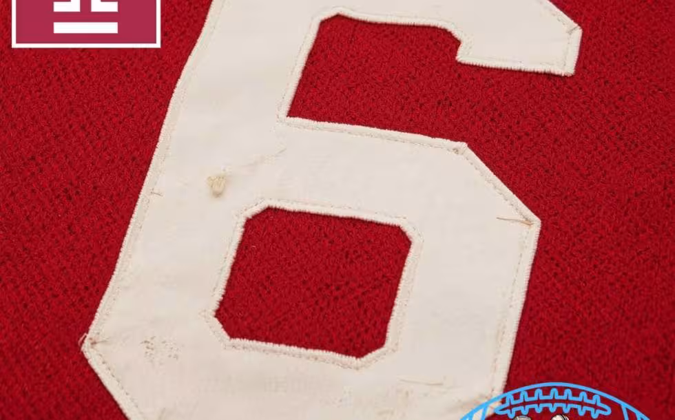 Gemini AI-created image representative of what the player, Paul Palmer of Temple. Full color red jersey 6.
