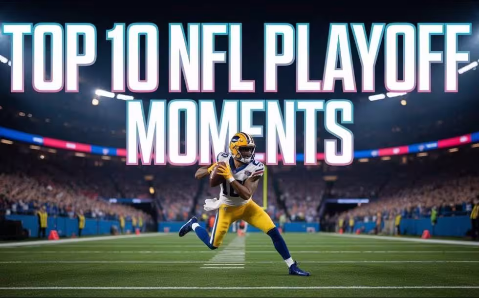 VID IQ created thumbnail of the Top 10 NFL Playoff Moments.