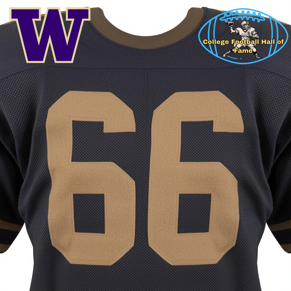 American football jersey with a white "66" on it