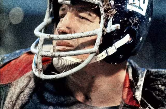 Full color game day close up of Sam Huff (New York Giants) November 18, 1962 courtesy of Larry Schmitt.