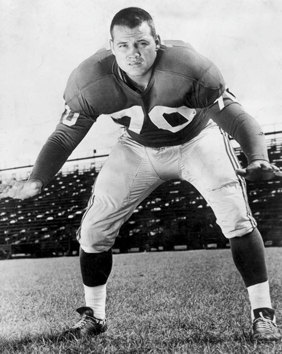 Black and white publicity shot of Sam Huff 1959 courtesy of Larry Schmitt.