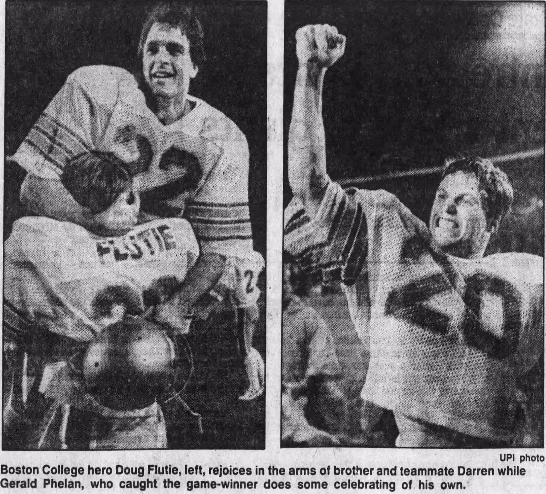 Flutie and other BC Eagles celebrate