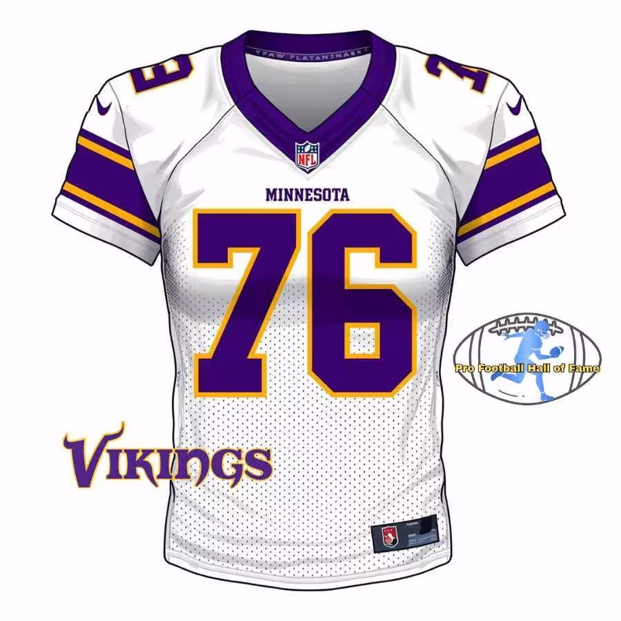 AI image of a white Minnesota Vikings jersey 76.