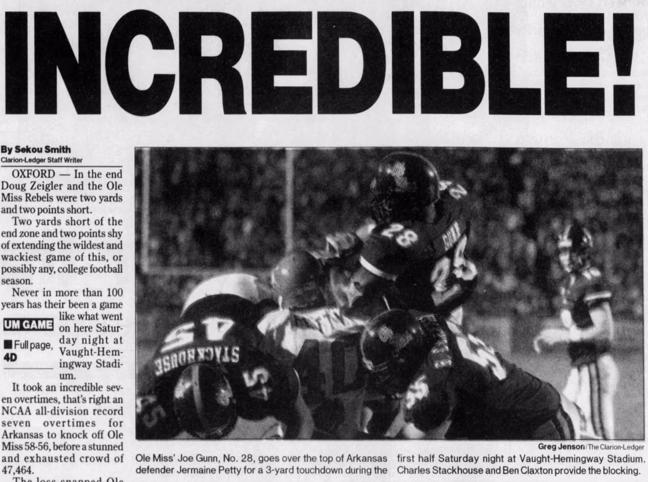 Seven Overtimes, 80 Points: The Wildest College Football Game of November 3, 2001