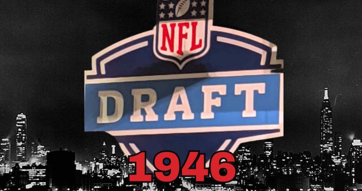 NFL Draft 1946 sign with a 1946 NYC skyline