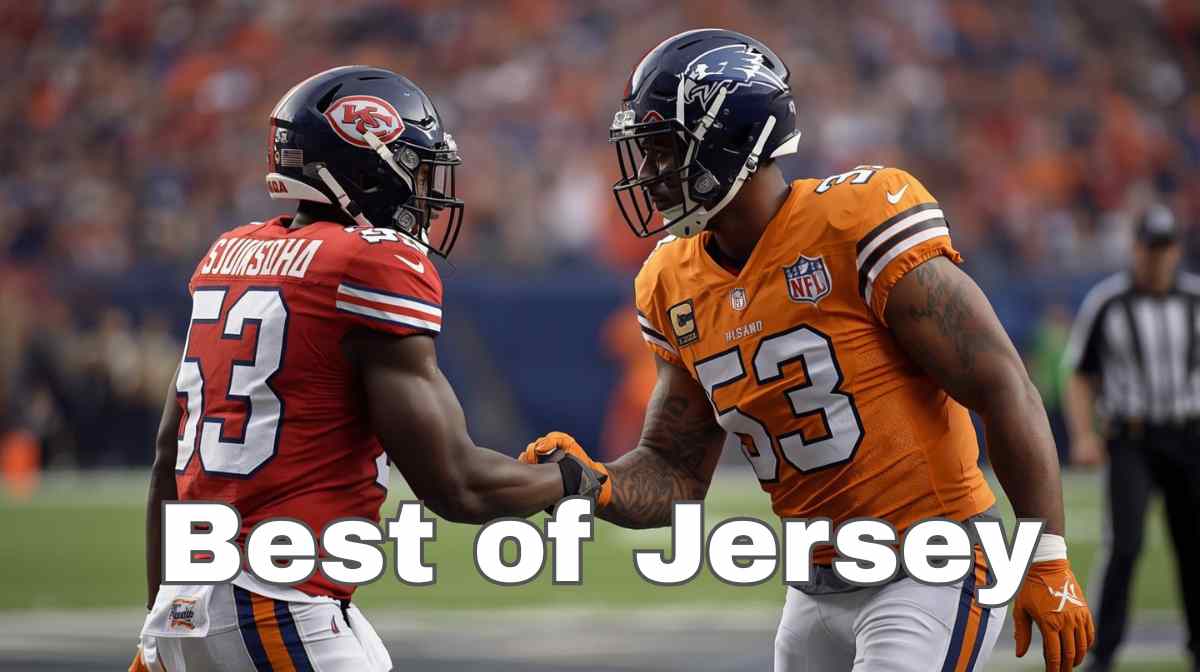AI generated image of two NFL players wearing number 53 shaking hands