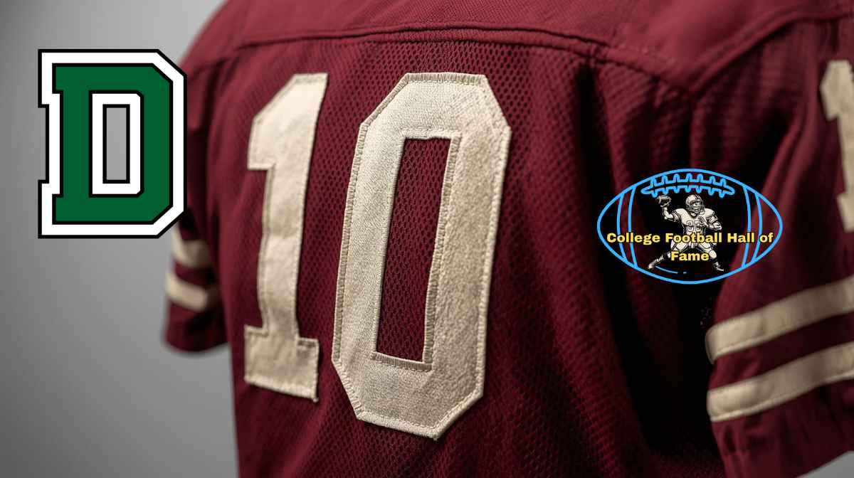 AI simulated Dartmouth number 10 jersey and College Football HOF PD logo