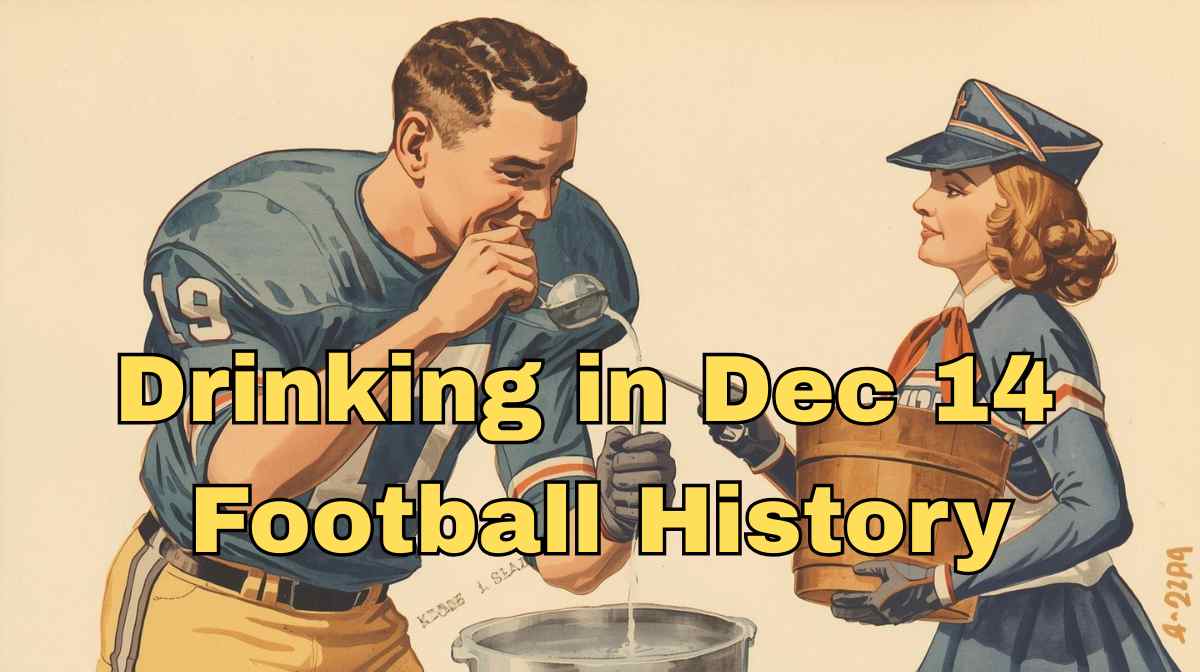 AI generated image of a 1950s era player drinking from a ladle served by a cheerleader