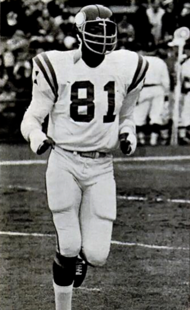 b/w game photo of Former Minnesota Vikings defensive end Carl Eller, January, 1970