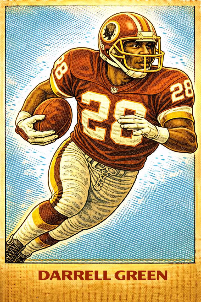 AI image of a football player wearing a Washington NFL jersey 28 in an action pose