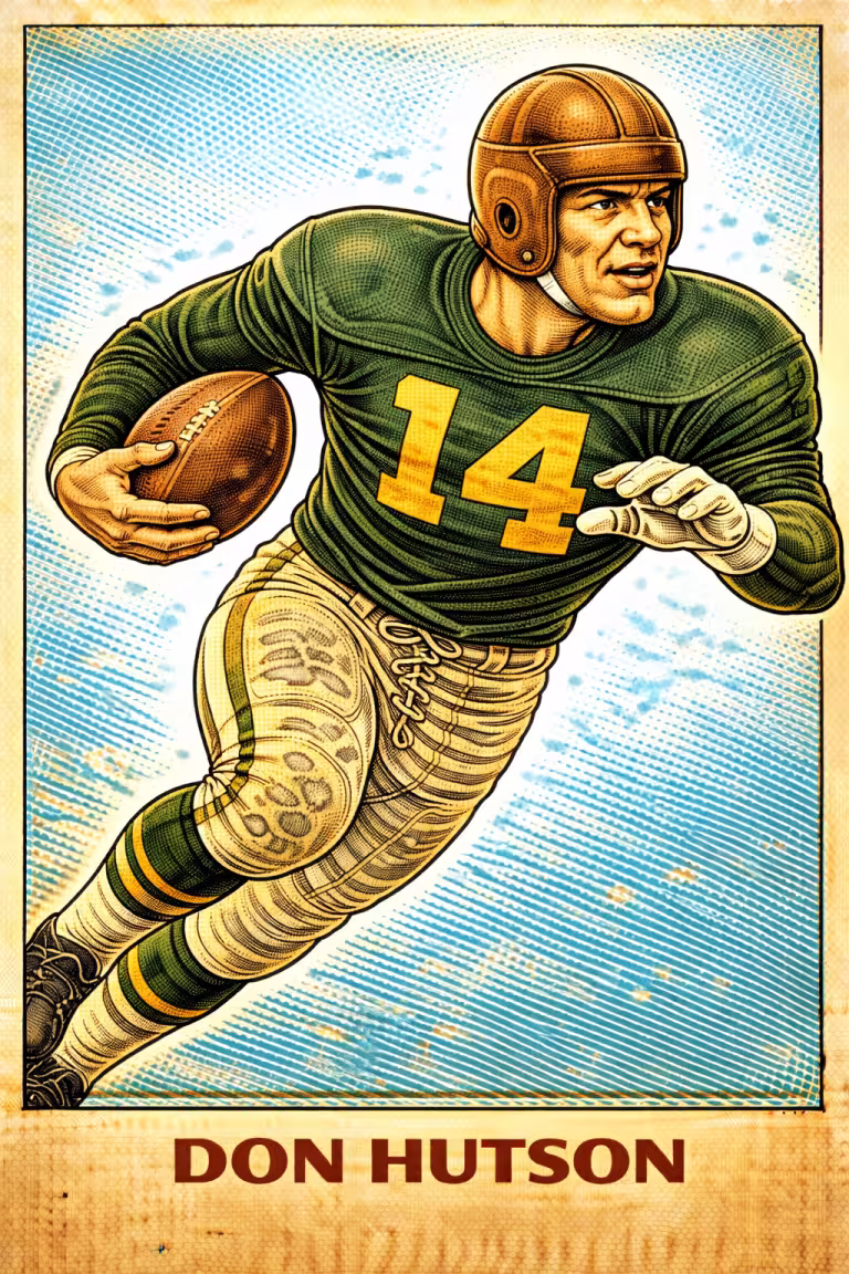 AI image of a football player wearing a vintage Packers jersey 14 in an action pose