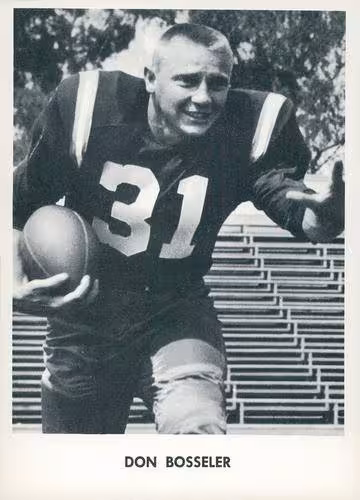 b/w publicity upper torso image of Don Bosseler number 31 Miami Hurricanes uniform