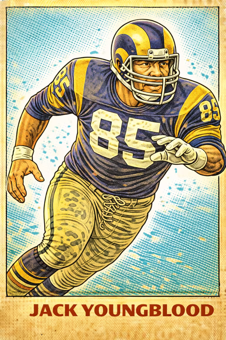 AI image of a football player wearing a Rams jersey 85 in an action pose