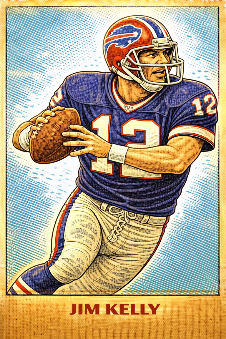 AI image of a football player wearing a Buffalo jersey 12 in an action pose