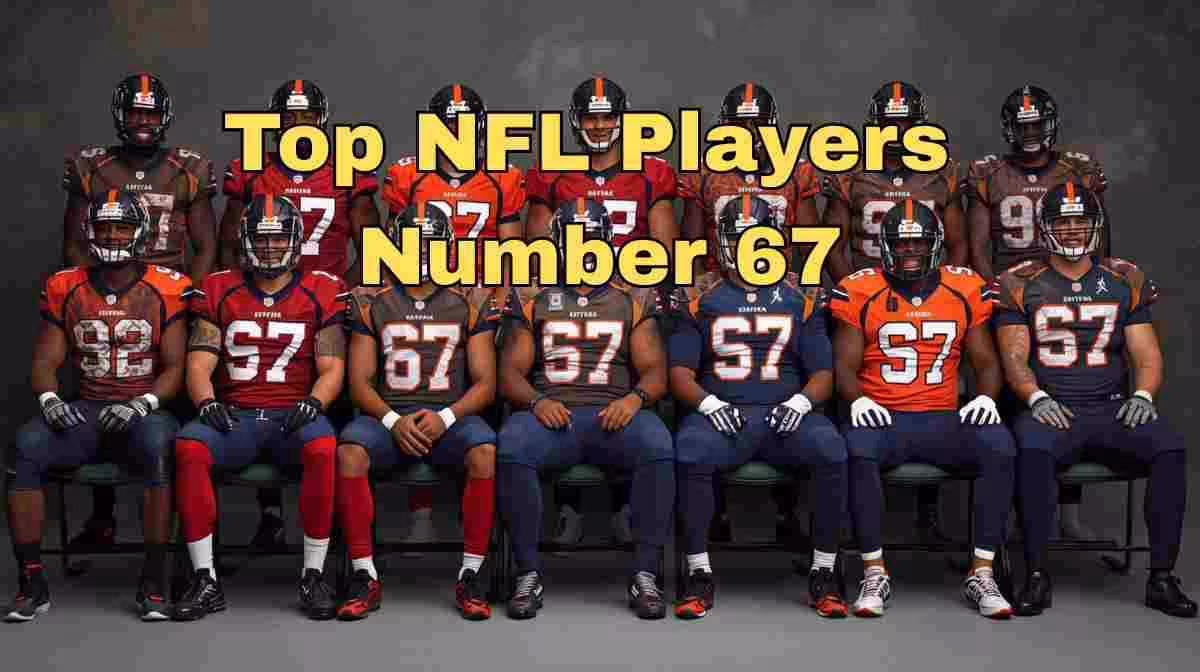 AI image of a group portrait of football players wearing 67 jerseys