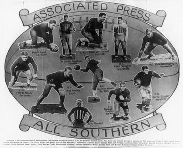 black and white newspaper montage of the 1928 All Southern players selected