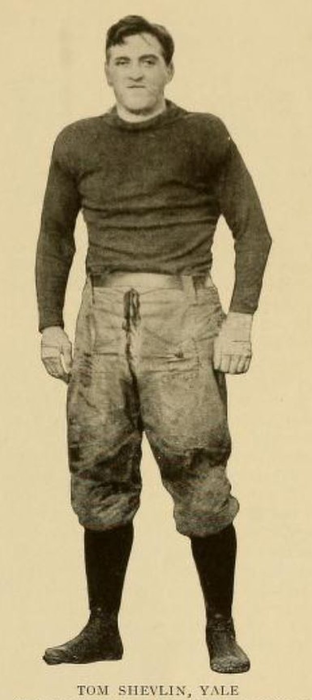 early black and white image of Yale's Tom Shevlin in early 1900s football attire