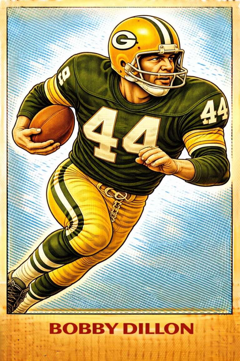 AI image of a football player wearing a Packers jersey 44 in an action pose