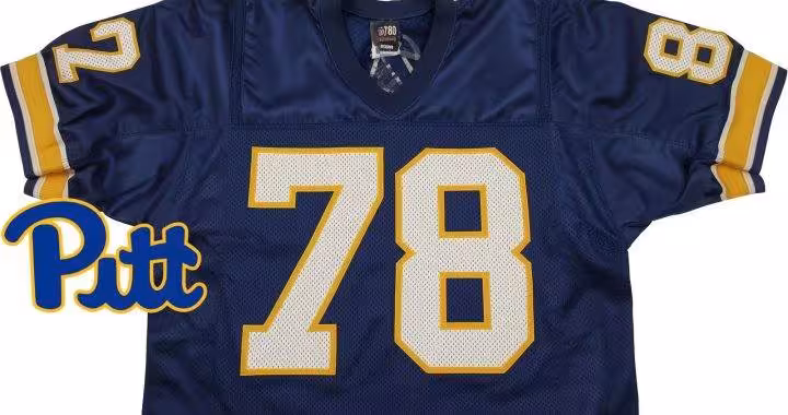 Image of a blue with white numerals Pitt football Jersey number 78 rendering.