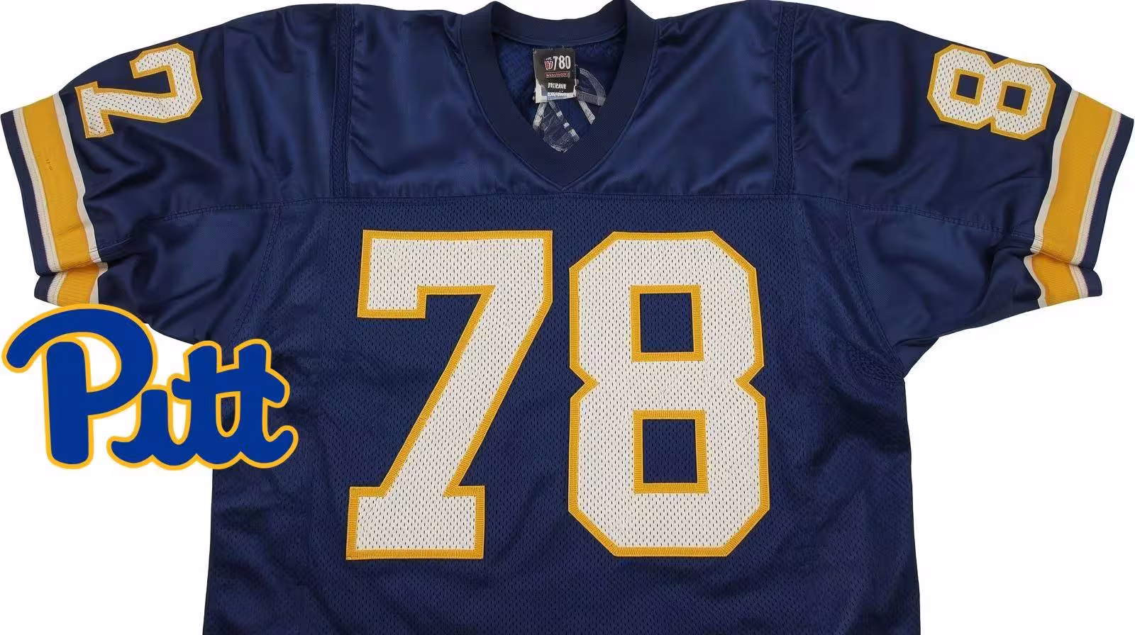 Image of a blue with white numerals Pitt football Jersey number 78 rendering.