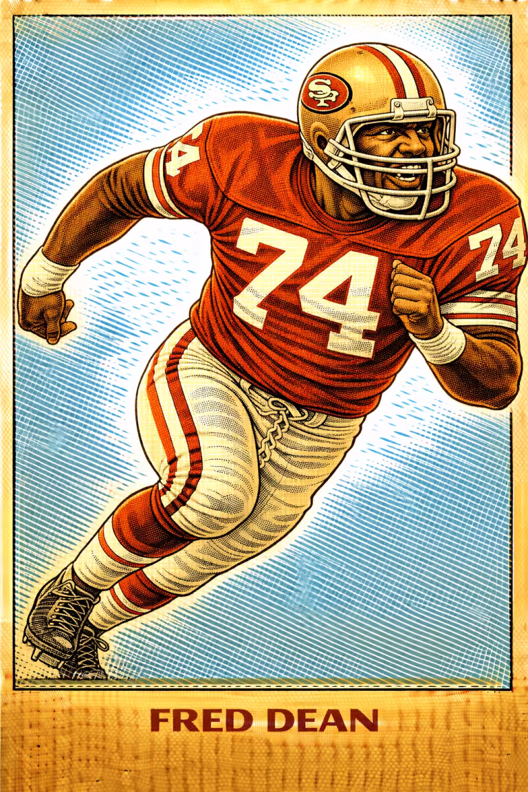 AI image of a football player wearing an SF jersey 74 in an action pose