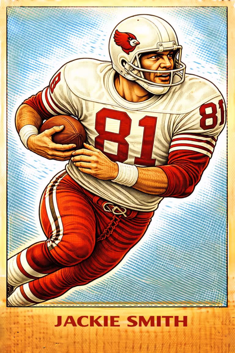 AI image of a football player wearing an Cardinals jersey 81 in an action pose