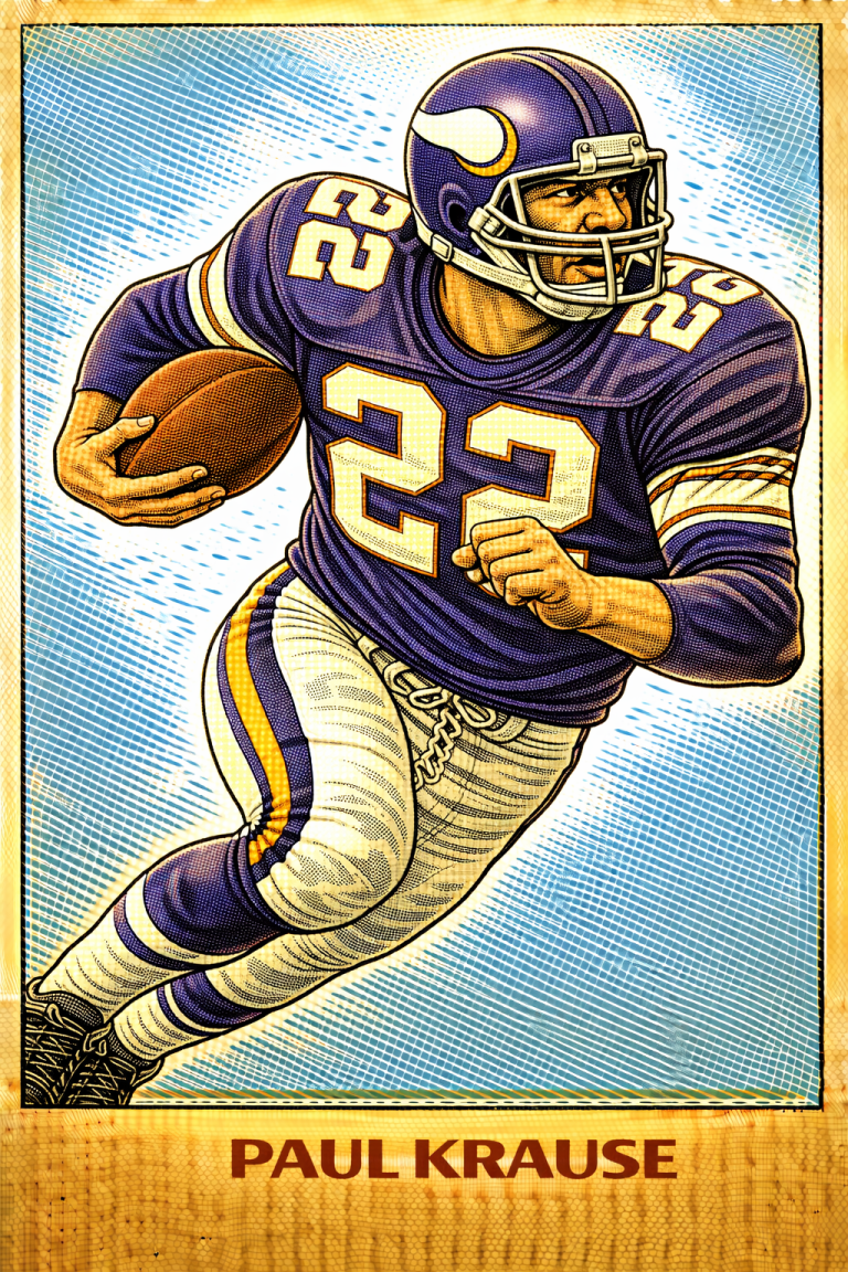AI image of a football player wearing an Vikings jersey 22 in an action pose