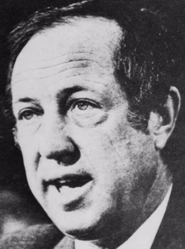 black and white headshot image of Pete Rozelle