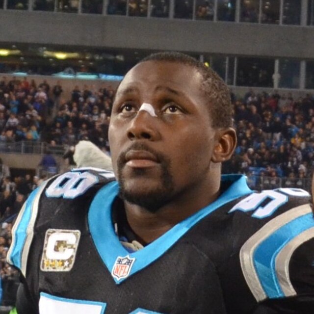 color head shot image of Carolina Panthers linebacker, Thomas Davis 2013