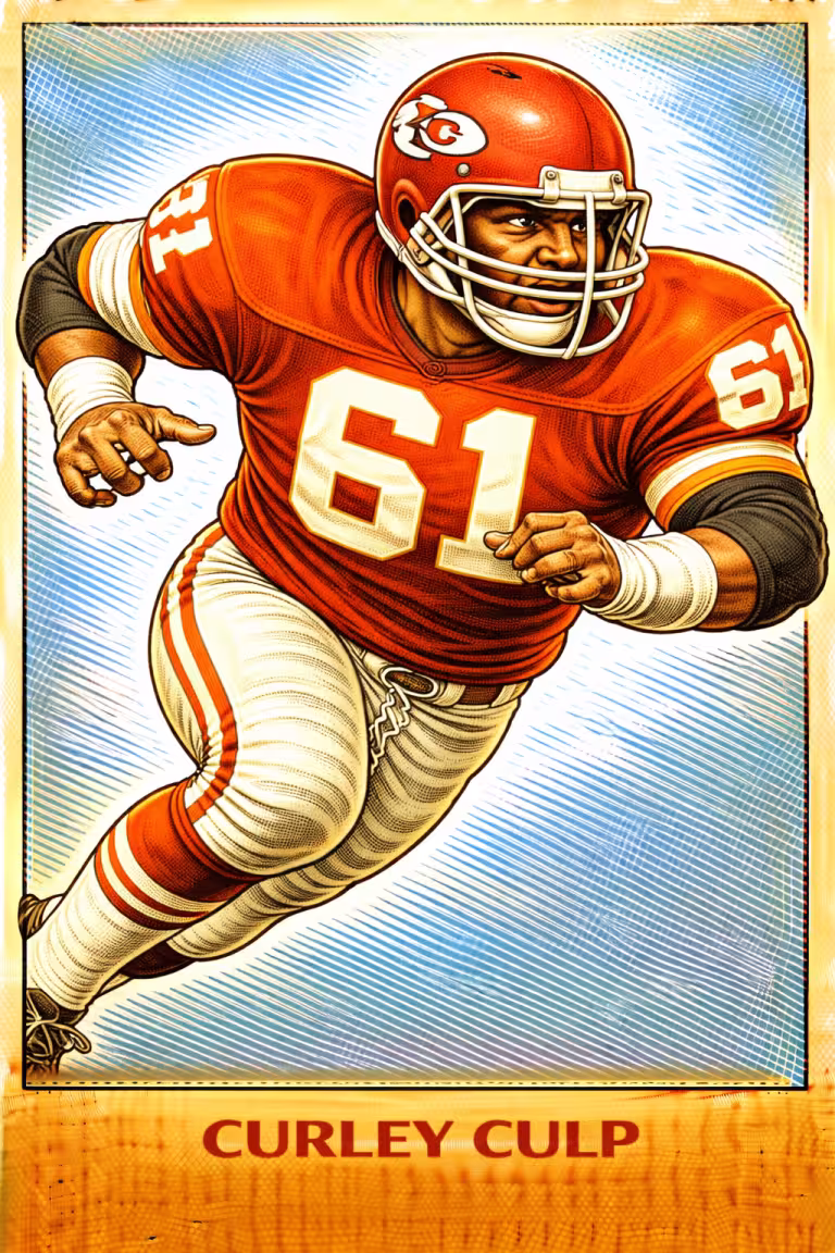 AI image of a football player wearing an KC jersey 61 in an action pose