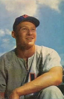 color image pose of MLB player 1953 Bowman baseball card of Jackie Jensen